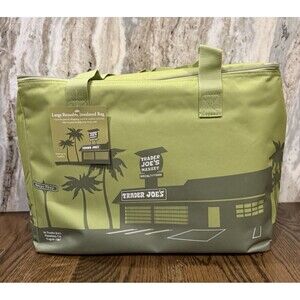 Trader Joe's Insulated Bag Olive Green Large Reusable Tote NEW 8 gal Ships Quick